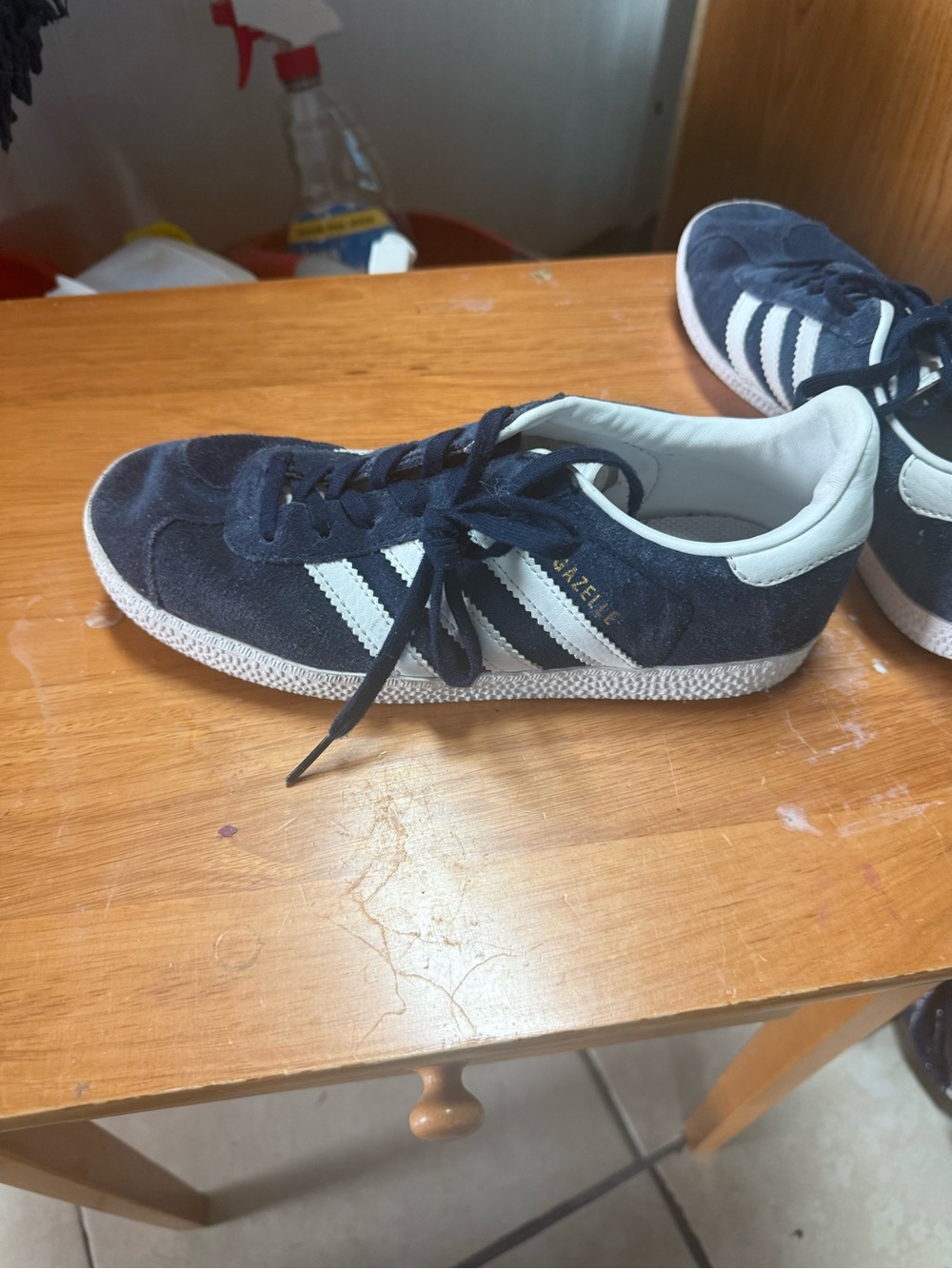 adidas Gazelle Navy Suede Sneakers with White Stripes